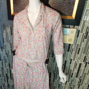 Lauren Ralph Lauren Pajama Set Womens Medium Pink Floral Cotton 0050